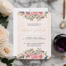 Brölloksinbjudan för Blommigt av vattenfärg i anpa Inbjudningar