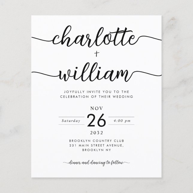 Brölloksinbjudan för budgetfotodetaljer QR-webbpla (Framsida)