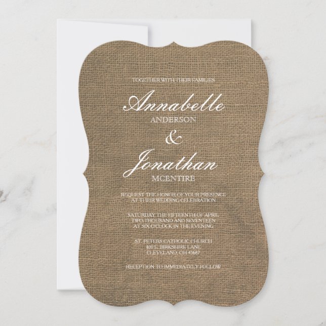 Brölloksinbjudan för elegant Typografi-brännning Inbjudningar (Framsida)