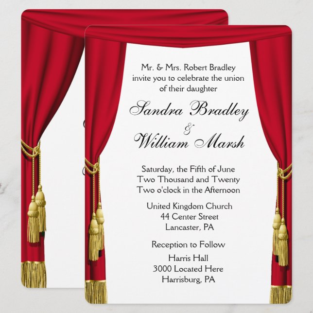 Brölloksinbjudan för film/teateme inbjudningar (Fram/baksida)