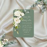 Brölloksinbjudan för Grönt av elegant Blommigt Magnet<br><div class="desc">Det här är en vacker,  enkel bröllopsmagnet i blommigt på oliv grönt bakgrund med vita blommor i eleganten omgivna av gröntars sprit. Helt underbar.</div>