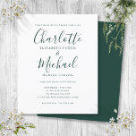 Brölloksinbjudan för Gröntens nya annonsskript<br><div class="desc">Den här elegantens inbjudan till budgetbröllop kan vara personlig med dina uppgifter i chic gemerald grönt lettering. Designad av Thisisnotme©</div>