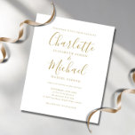 Brölloksinbjudan för Guld-skript<br><div class="desc">Med namnteckning stil namn kan den här elegantens inbjudan till budgetbröllop vara personlig med dina uppgifter i chic guld-brev. Designad av Thisisnotme©</div>