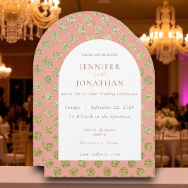 Brölloksinbjudan för hösten Fall Guld Polka dots Inbjudningar