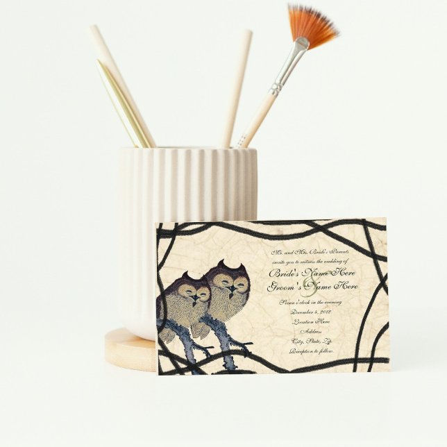 Brölloksinbjudan för japanska Uggla i vintage Inbjudningar (Skapare uppladdad)