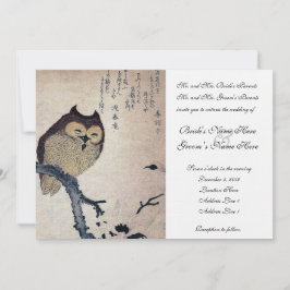 Brölloksinbjudan för japanska Uggla i vintage Inbjudningar