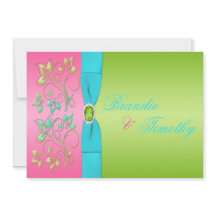 Brölloksinbjudan för kalk, Rosa och Blommigt