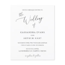 Brölloksinbjudan för klassisk vit Elegant