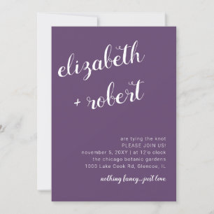 Brölloksinbjudan för lila Script Calligraphy Weddi Inbjudningar