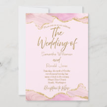 Brölloksinbjudan för rosa och Guld Glitter