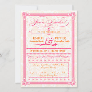 Brölloksinbjudan för rosa- och Orange-Stil-Poster Inbjudningar