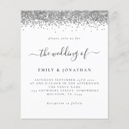 Brölloksinbjudan för Silver Glitter-skript