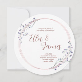 Brölloksinbjudan för vattenfärgen Blommigt Ro Guld Inbjudningar