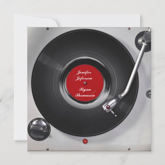 Brölloksinbjudan för vinylregistrering inbjudningar (Framsida)