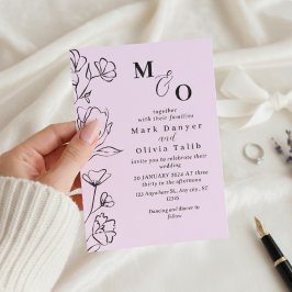 Brölloksinbjudan för vit Blommigt i elegant Inbjudningar