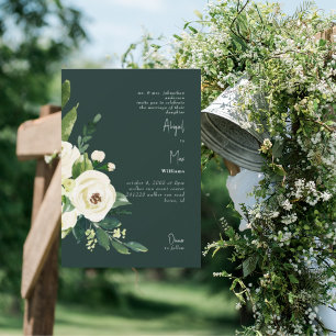 Brölloksinbjudan för vit Blommigt i mörk grönt Ele Inbjudningar