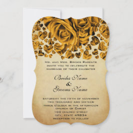 Brölloksinbjudan guld Heart Ro Inbjudningar