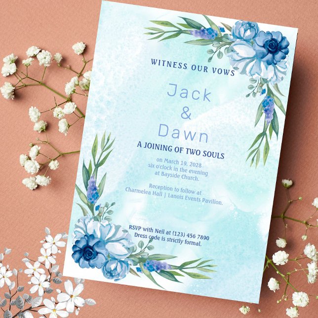 Brölloksinbjudan till abstrakt Blue- och Grönt Blo Inbjudningar (Skapare uppladdad)