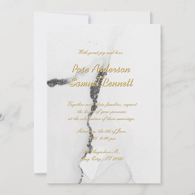 Brölloksinbjudan till Alcohol Bläck Black White Gl Inbjudningar (Framsida)