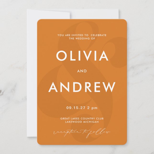 Brölloksinbjudan till Ampersand Pastel Mustard Gul Inbjudningar (Framsida)