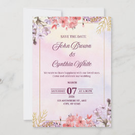 Brölloksinbjudan till anpassadets Elegant Blommigt Inbjudningar