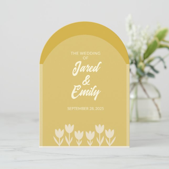 Brölloksinbjudan till Arch Stil QR-kod Inbjudningar (Stående Fram)