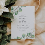 Brölloksinbjudan till Avslappnaden elegant Greener Inbjudningar<br><div class="desc">Den här eleganten gienery avslappnad bröllopsinbjudan är perfekt för ett enkelt bröllop. Den moderna elegantens utformning har en naturlig botanisk arrangemang av eukalyptus,  löv och växter med en subtil myntfärgad vattenfärg i grönten tvättar accent.</div>