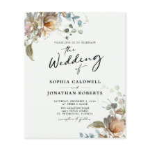 Brölloksinbjudan till Blommigt av QR-kod för budge