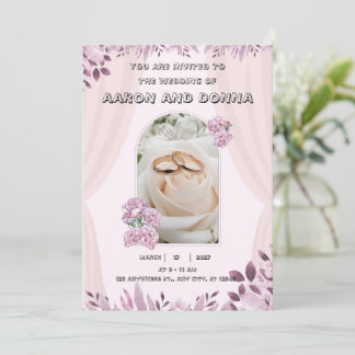 Brölloksinbjudan till Blommigt för Rosa om lila-in Inbjudningar