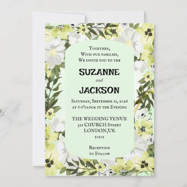 Brölloksinbjudan till Blommigt för Rustic Neutralt Inbjudningar (Framsida)