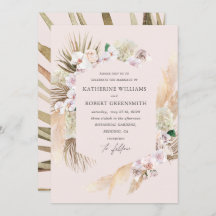 Brölloksinbjudan till blommigt för tropisk elegant