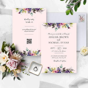 Brölloksinbjudan till Blommigt med vattenfärg i ab Inbjudningar