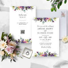 Brölloksinbjudan till Blommigt med vattenfärg i ab Inbjudningar