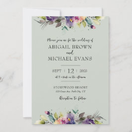 Brölloksinbjudan till Blommigt med vattenfärg i ab Inbjudningar