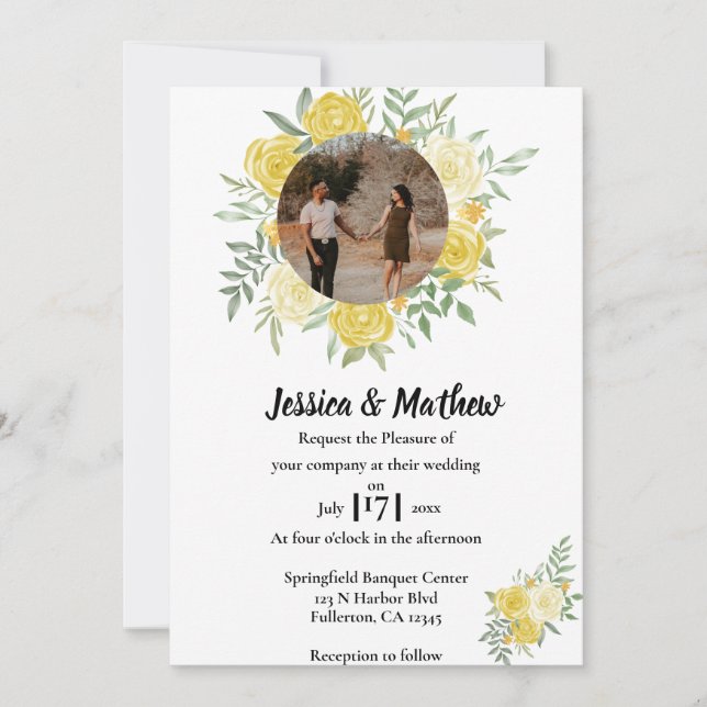 Brölloksinbjudan till Blommigt med vattenfärg i el Inbjudningar (Framsida)