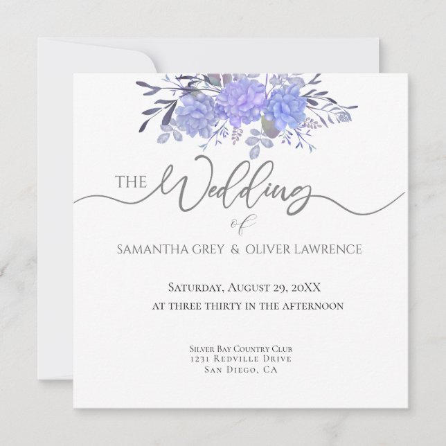 Brölloksinbjudan till Blommigt med vattenfärg i vi Spara Datumet (Framsida)