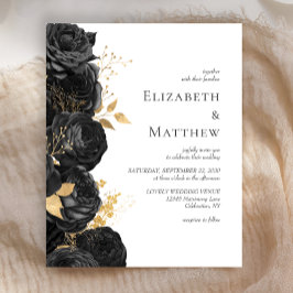 Brölloksinbjudan till Blommigten Budget Black Guld