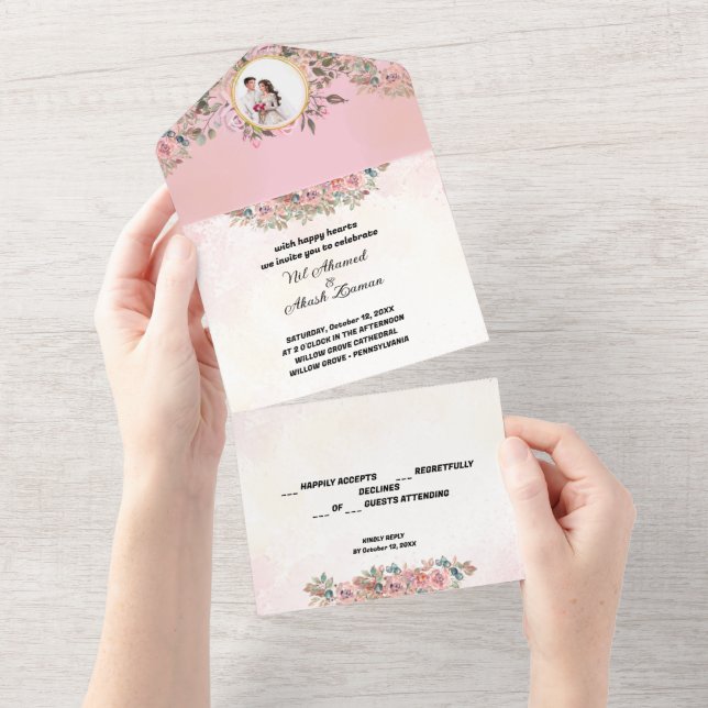 Brölloksinbjudan till Blommigten elegant (Tearaway)