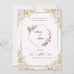 Brölloksinbjudan till Blommigten elegant Anpassa Inbjudningar
