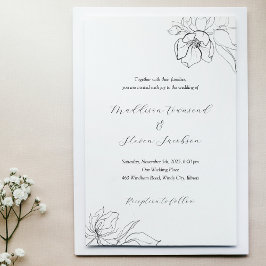 Brölloksinbjudan till Blommigten elegant Hand ploc Inbjudningar