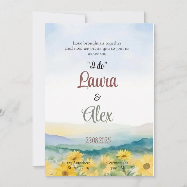 Brölloksinbjudan till Blommigten elegant Inbjudningar (Framsida)