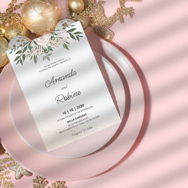 Brölloksinbjudan till Blommigten elegant Inbjudningar (Skapare uppladdad)