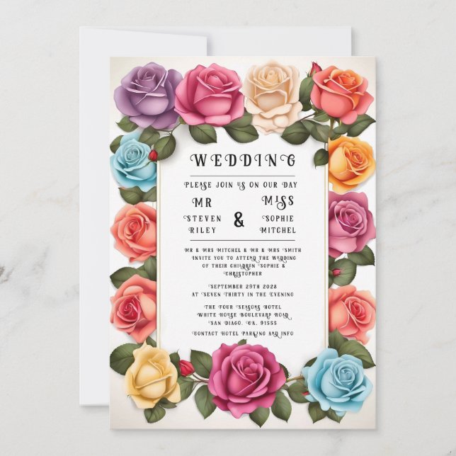 Brölloksinbjudan till Blommigten elegant Inbjudningar (Framsida)