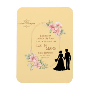 Brölloksinbjudan till Blommigten elegant Magnet