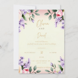 Brölloksinbjudan till Blommigten elegant | Vattenf Inbjudningar