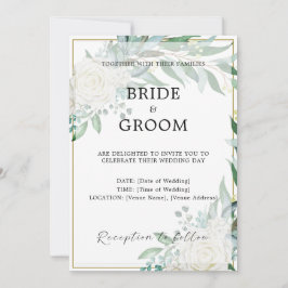 Brölloksinbjudan till Blommigten guld Gräns Inbjudningar