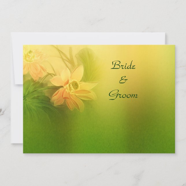 Brölloksinbjudan till Blommigten Guld Lime Inbjudningar (Framsida)