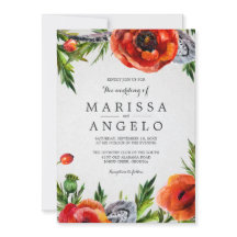 Brölloksinbjudan till Blommigten Red Poppies Water