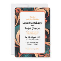 Brölloksinbjudan till Blommigten Retro-vintage