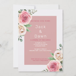 Brölloksinbjudan till Blommigten rosa Watercolor Inbjudningar